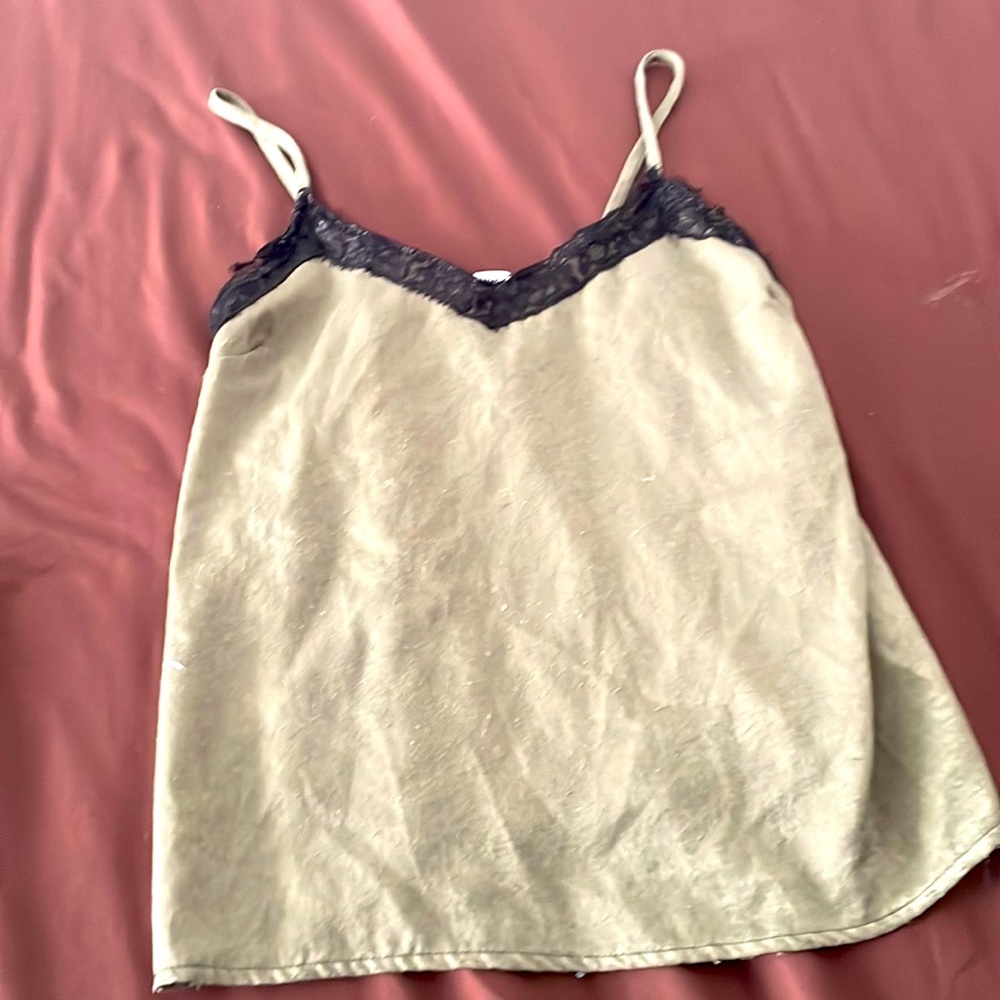 Green Lace Satin Tank top